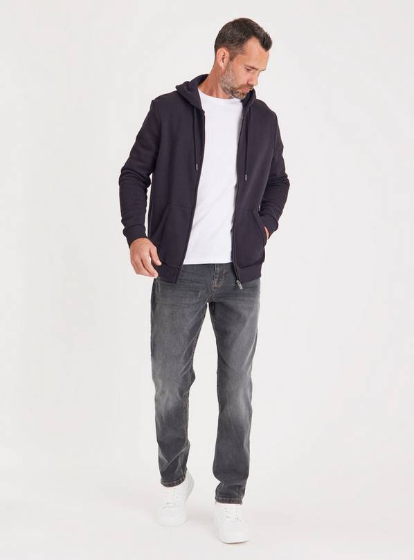 Grey Wash Tapered Jeans With Stretch 36R